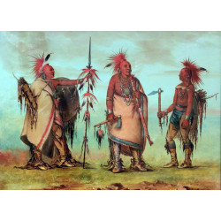Les Osages. Chefs en tenue traditionnelle, vers 1854. Dessin George
Catlin.