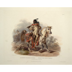 Cavalier Blackfoot. Peinture Karl Bodmer, vers 1840.